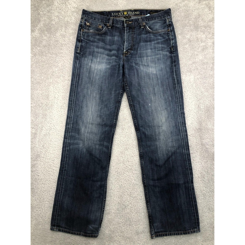 Lucky Brand Jeans Mens 36x32 (Tag 34x32) Vintage Straight Distressed Blue